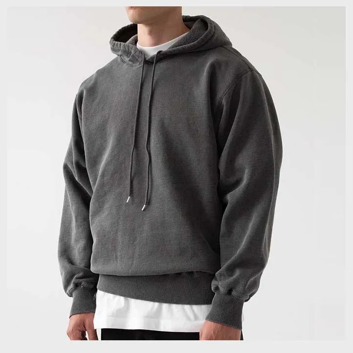 Высокое качество 100% хлопок кислой очисткой с толстовка Хай-стрит серии с эффектом застиранных старых 80% хлопок 20% полиэстер поли хлопковый флисовый пижамный комплект с капюшоном