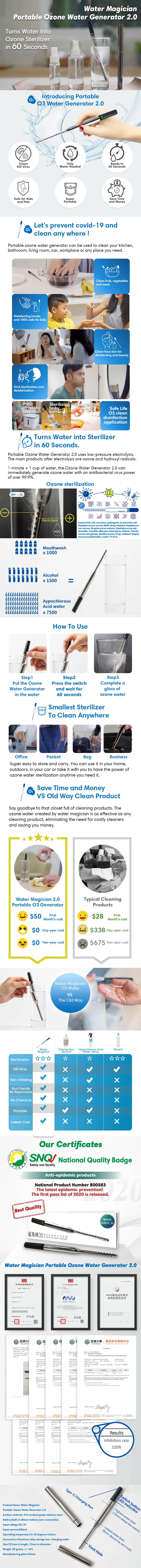 OEM ODM Fruit vegetable washing portable disinfection spray apply ozonio ozone generator water sterilizer machine