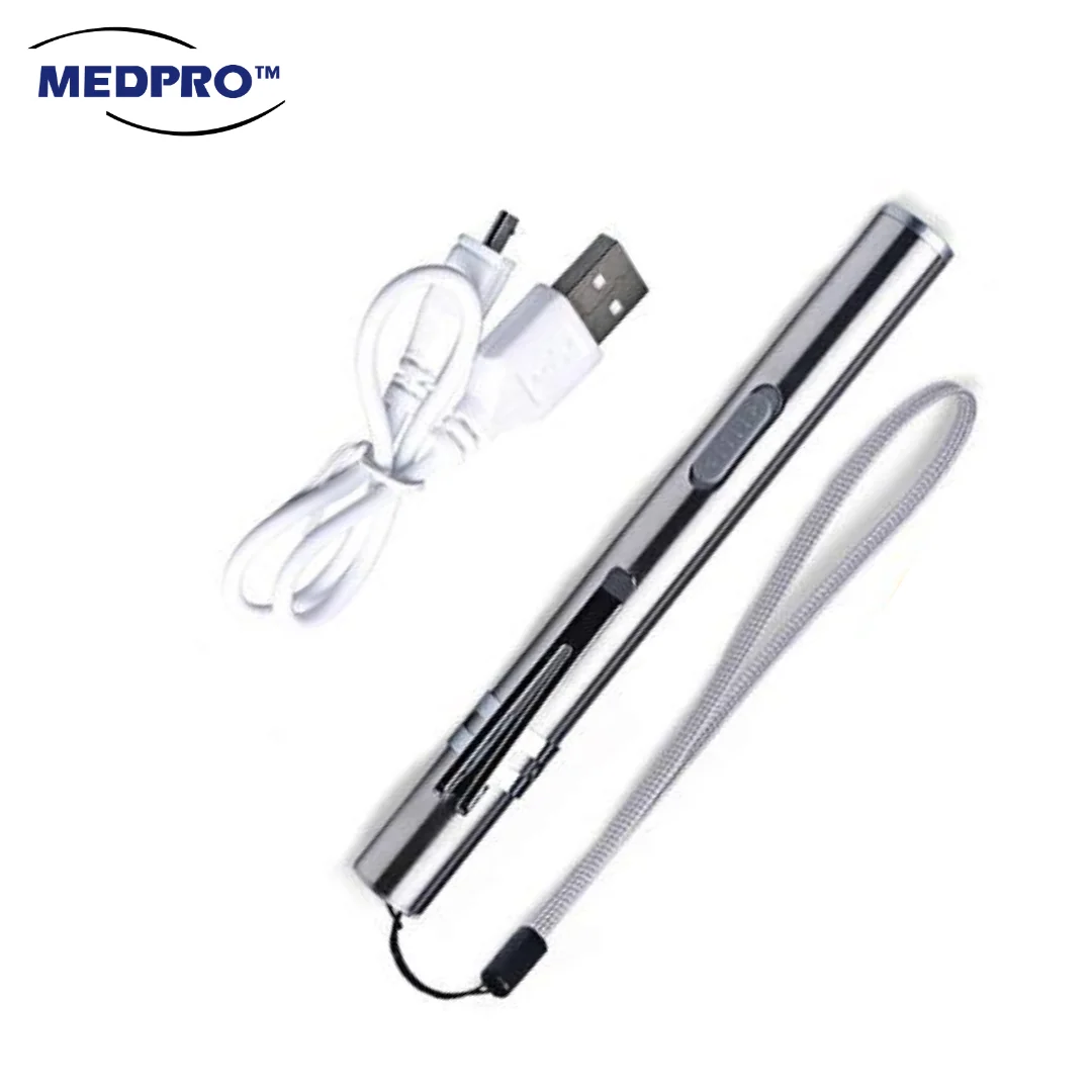 
MEDPRO USB Rechargeable Pen-torch with Pupil & Ruler gauge + USB Cable Warm Yellow Light Color 