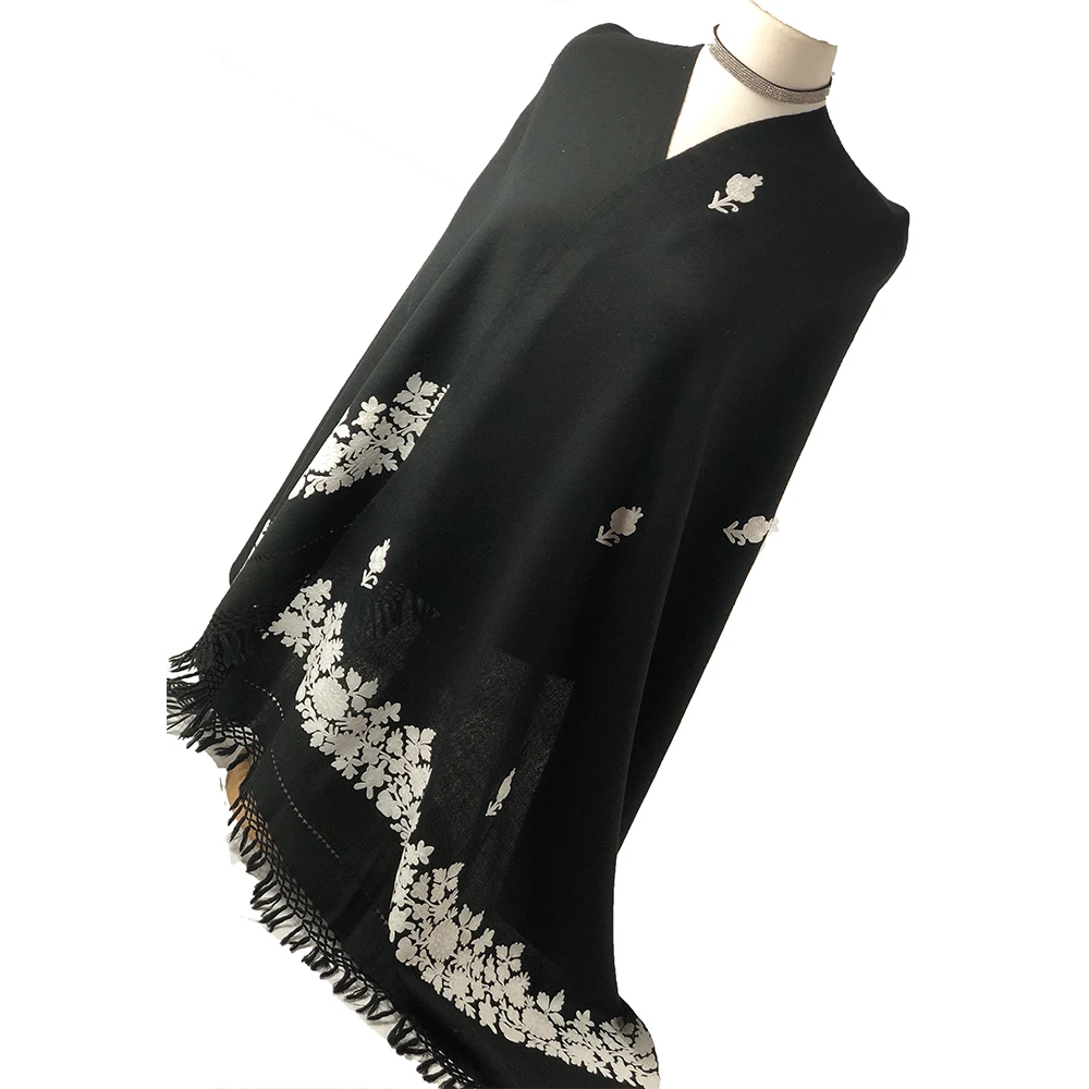 Винтажные черно-белые женские платья с вышивкой летние другие шарфы и шали женский шарф