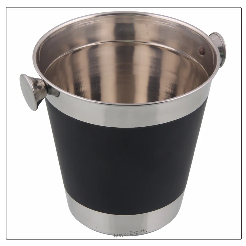 Stainless Steel Ice Bucket with Knobs Metal Ice Bucket with side knobs Hotel Ice Bucket