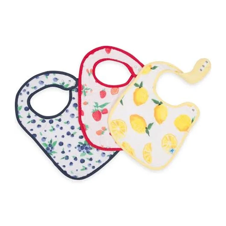 
2020 Wholesales Customized 100% Organic Cotton Interlock Snap Button Baby Bibs 