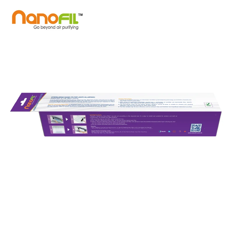 NanoFIL Sterilizing Nano Anti Allergic Roll Pack AC Air Filter Home/Office/Restaurant Use hepa filter roll
