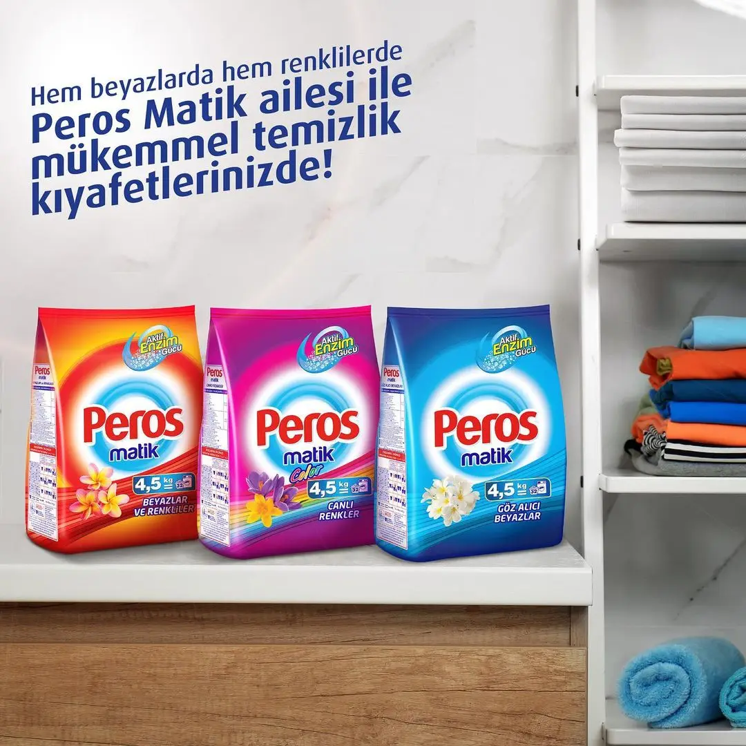 Peros OEM High  Washing Powder Good Quality Laundry Detergent Effect Washing Machine Powder Wholesale Detergent Powder Bag