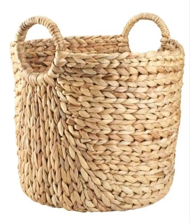 Vietnam Manufacturing Wicker woven planter storage basket wholesale water hyacinth laundry basket dirty clothes bucket