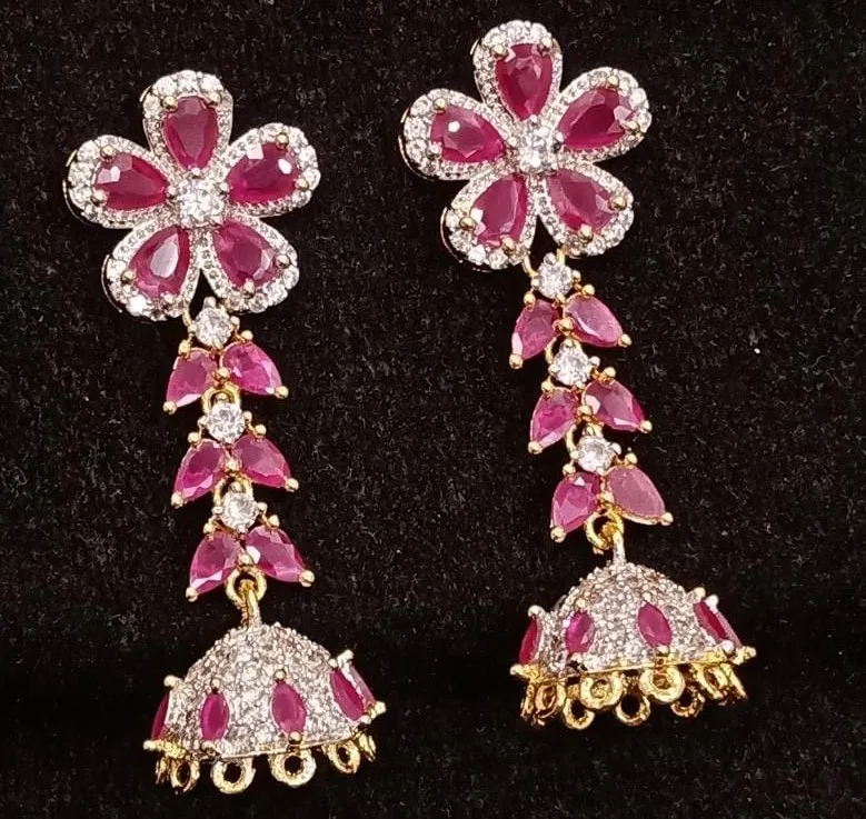 Custom Cubic Zircon Jewellery earrings for women, Indian Chandelier Gold Plated Jewellery Earrings women