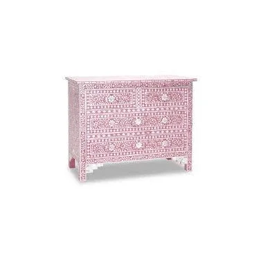 100% High Quality Bone Inlay Cabinet With Drawers Pink Color For Living Room Bone Inlay Cabinet for Kitchen Bedroom