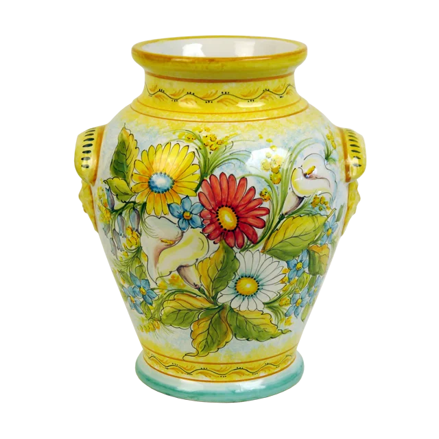 Handmade italian pottery flower home decoration ceramic jar
