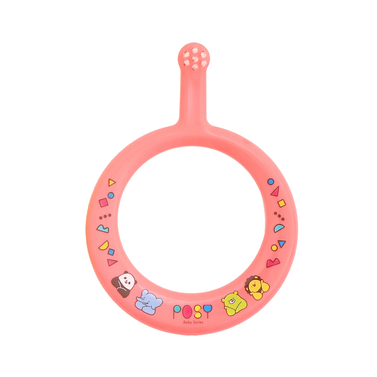 POSY top quality Japanese soft toothbrush with Ring Handle 6 months -3 years old, Coral Red