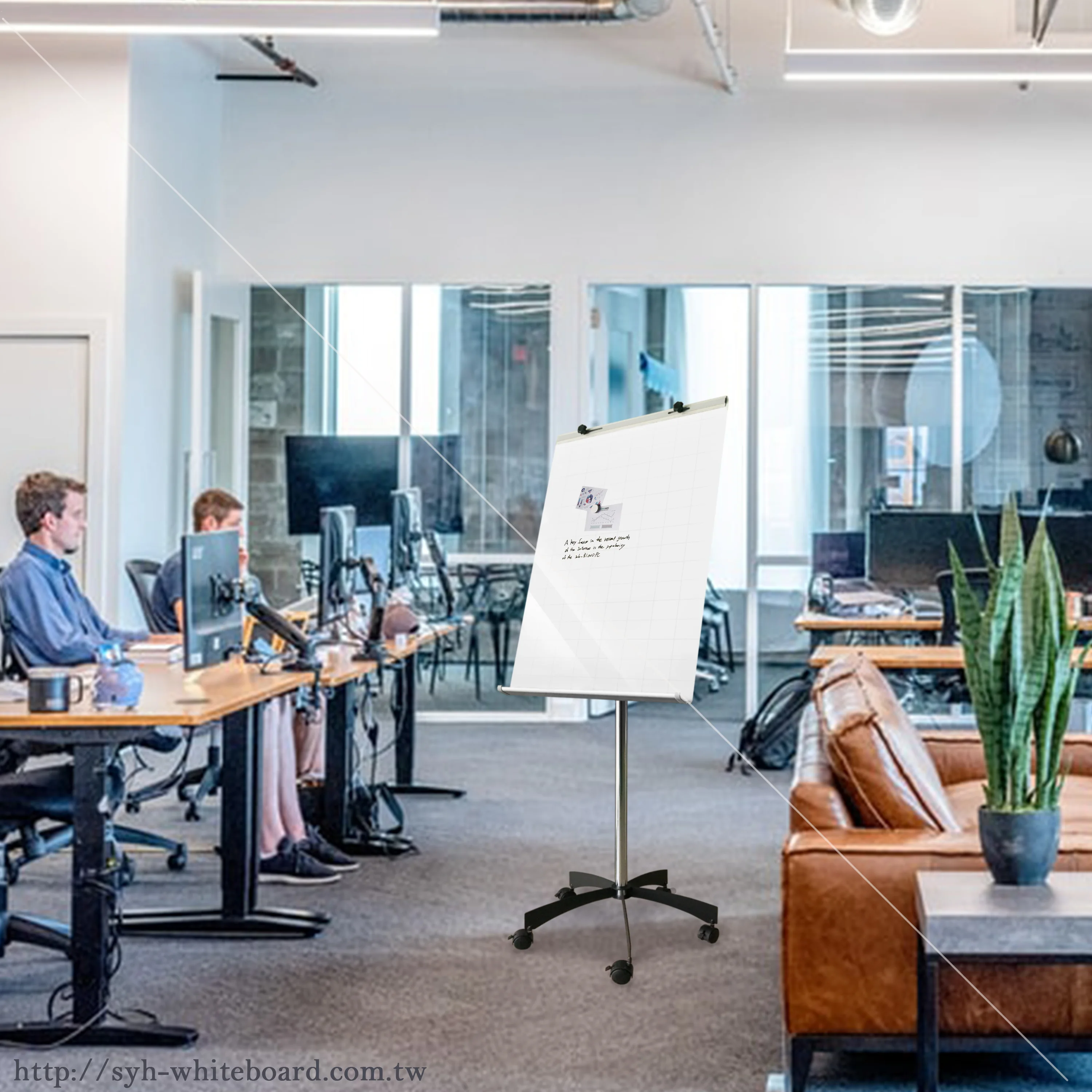 Strong Magnetic Tempered Mobile Glass Whiteboard Office Flip Chart