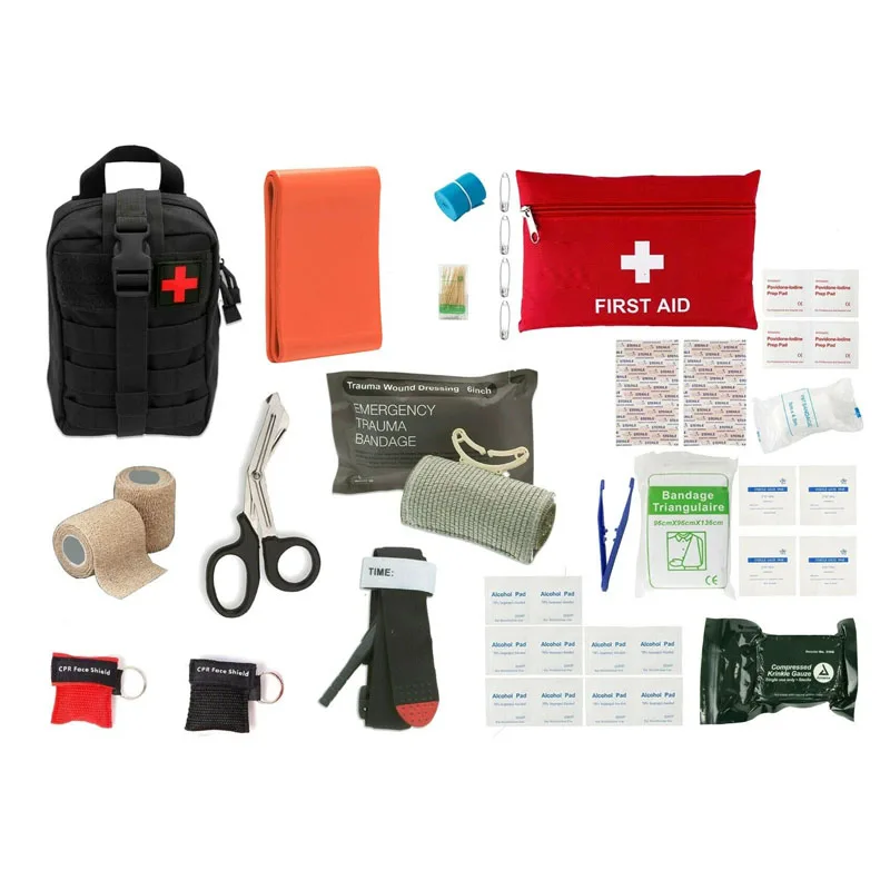 Выживание Molle Военная аптечка первой помощи с жгутом, алюминиевый рулон шины, травматовые ножницы