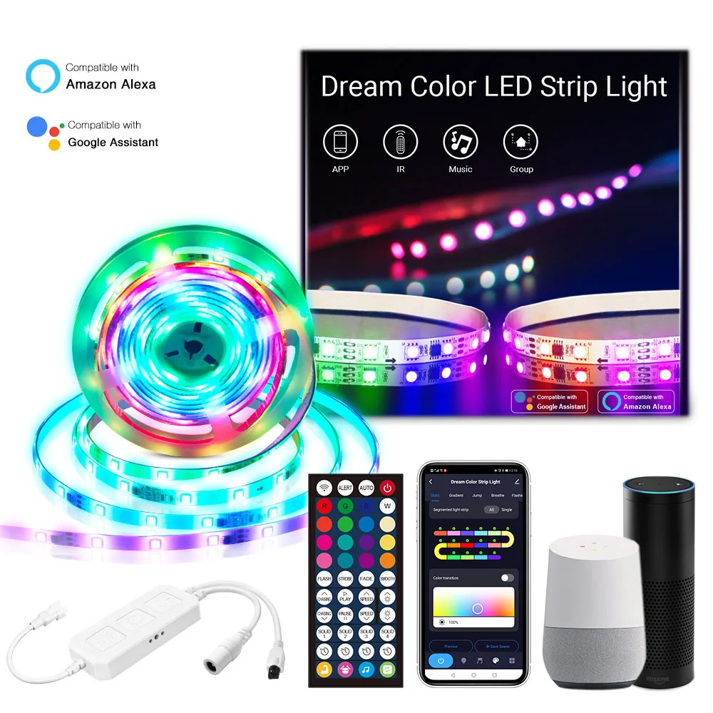 Amazon Alexa Google Home Tuya Wifi гибкое праздничное освещение IP65 водонепроницаемая светодиодная лента световая полоса RGB5050