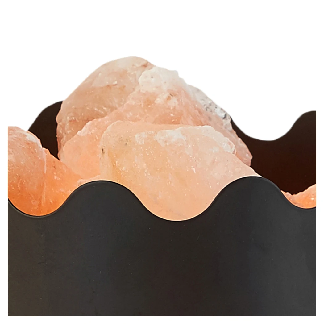 Real Himalayan Pink Salt Rock Lamp Crystal Salt Chunks in Black Iron Art Basket Dimmer Light for Air Purification