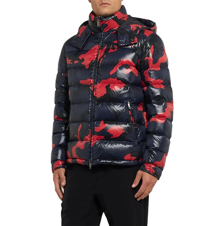 PAKISTAN FACTORY Mens Hoodie Bubble Coats Puffer Plain Red Jackets,Winter Warm Quilted Zip Outwear Street Fashion Bubble Jacket