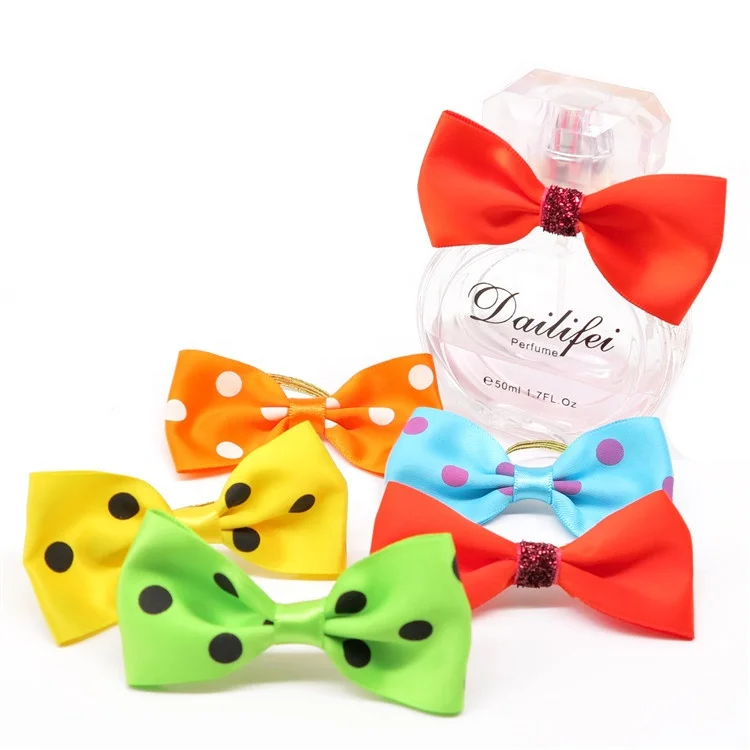 Satin 10mm bottle gift pack ribbon bow tie with elastic loop for perfume bottle