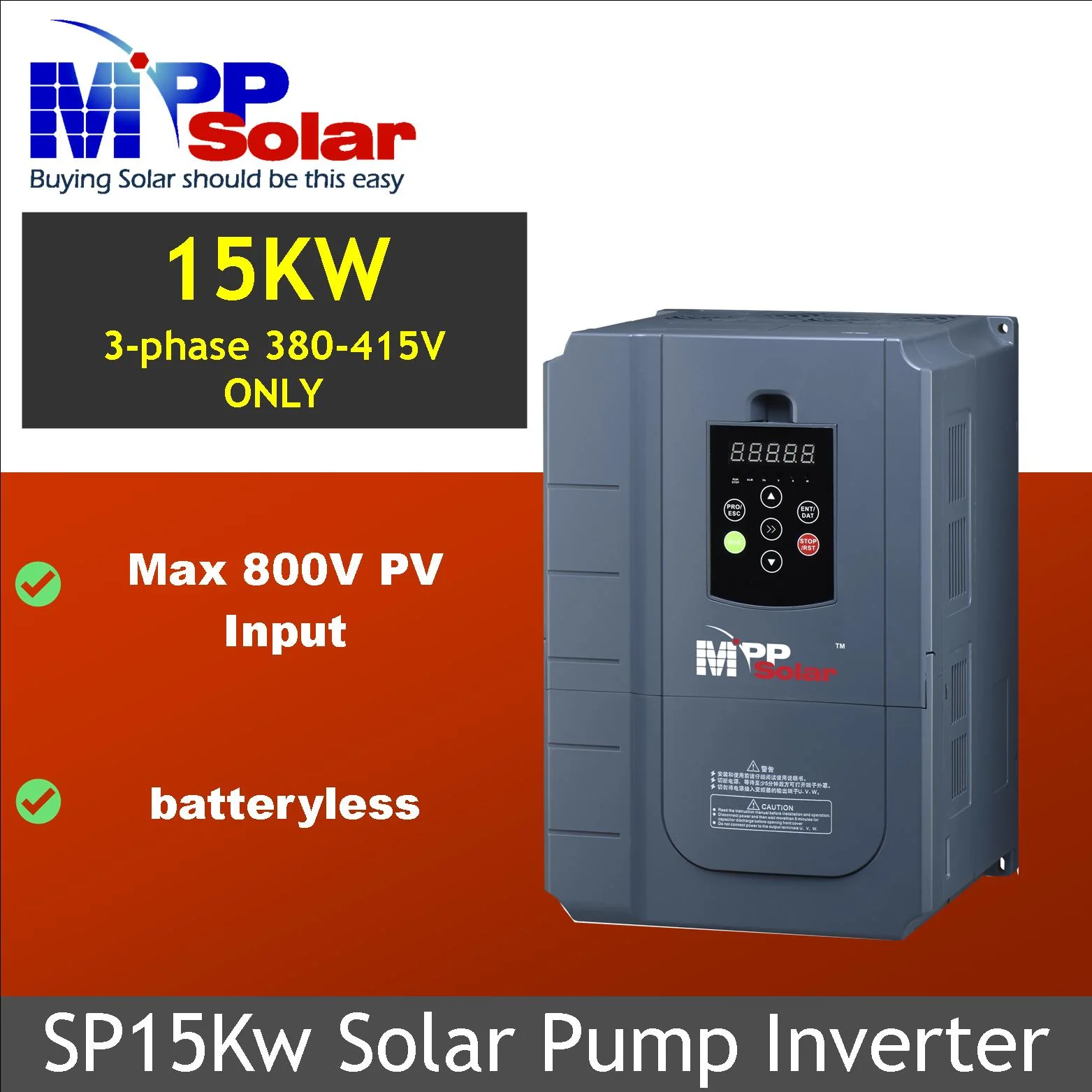 3 фазы 15000W со слежением за максимальной точкой мощности водяной насос на солнечной батарее) инвертор с чистым