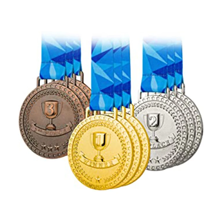 
Wholesale cheap marathon football running custom logo printed golden metal medals 