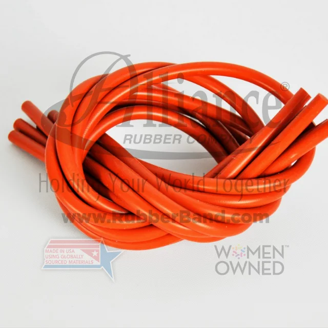 Silicone Gripper Cord Made in USA Custom Extruded Silicone Alliance Rubber Company Industrial Shock Absorber Cutting US;1951 Red
