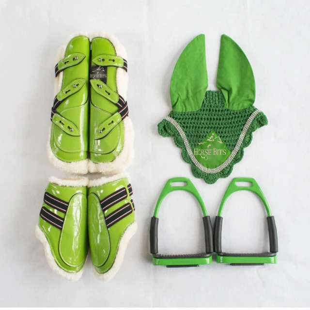 Horse Boots, Bonnet, and Stirrups Set /Stirrups/ Horse Boots