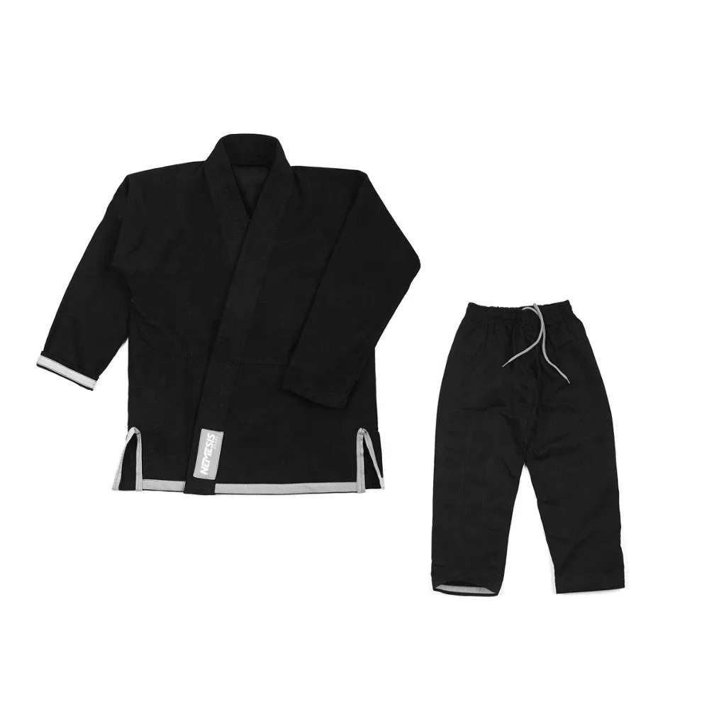 100% Cotton Professional Cut Customized Martial Arts Brazilian Jiu Jitsu BJJ GI Kimono Black Kids Taekwondo Karate Judo Kung Fu