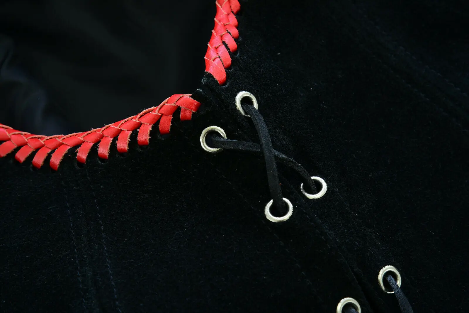 
Fully Customized Leather vest Mens Real Leather Suede Leather Vest Red Braided Black Motorcycle Clothing 