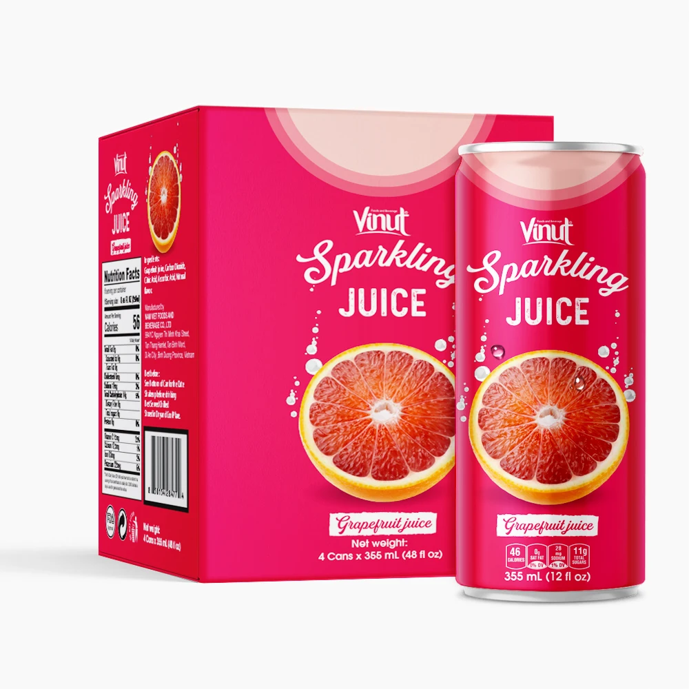 Fresh Grapefruit Juice Drink 4 Pack Can (tinned) 12fl oz Carbonated Drinks Organic Natural Juice VINUT Supplier