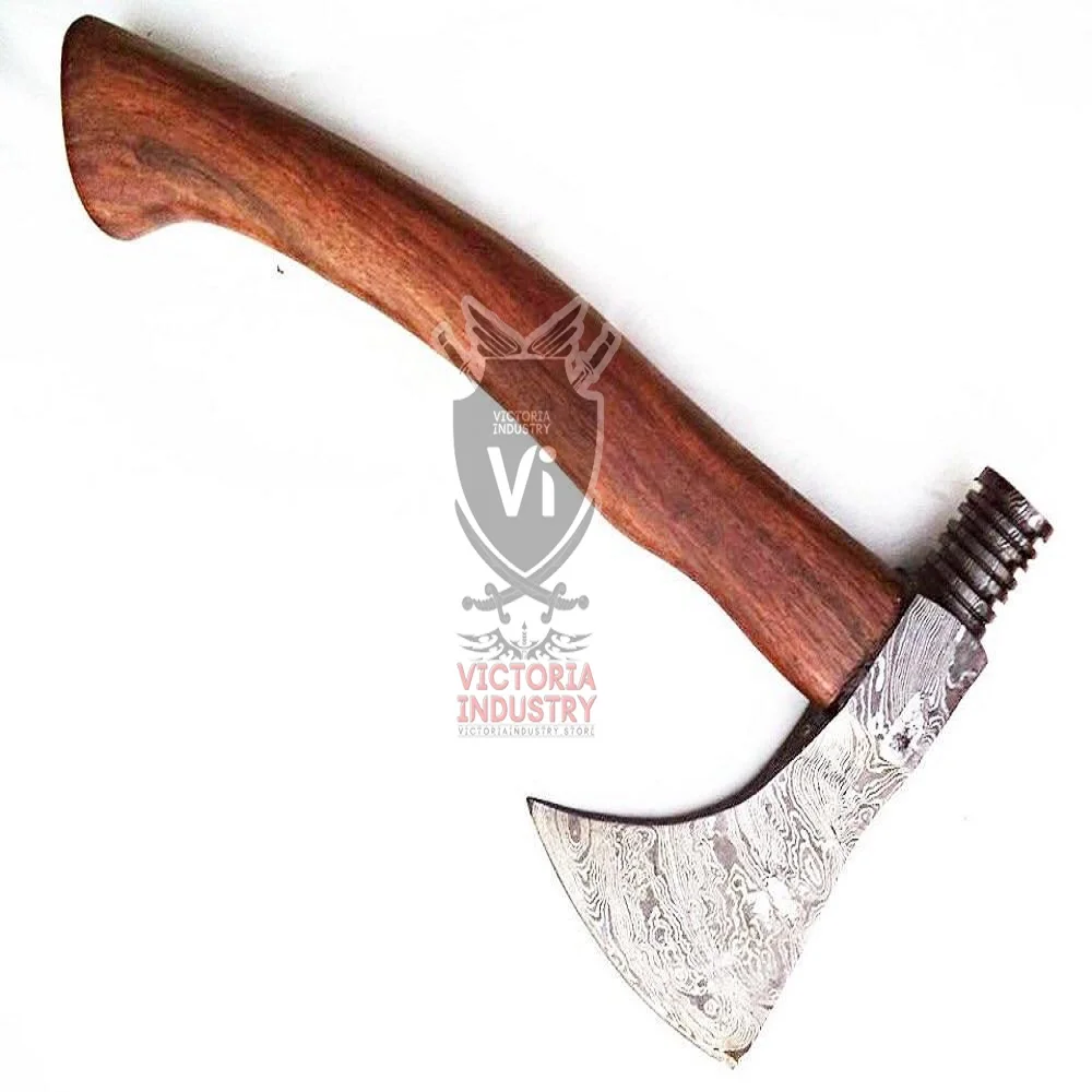 
Топор Ручной работы из дамасской стали в стиле викингов, топор для кемпинга, высококачественный Тактический топор с кожаным чехлом AX-09 