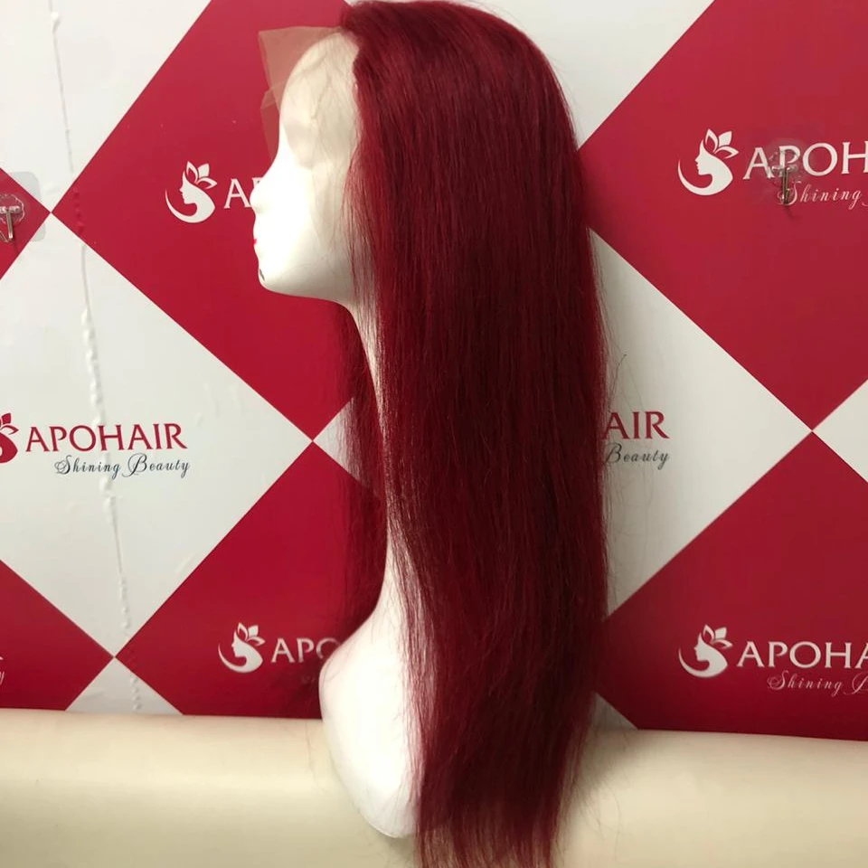 Прямые человеческие волосы красный вьетнамский парик необработанные