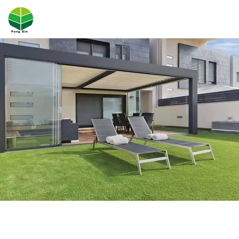 Automatic rotating shutters garden motorized metal aluminum louver pergola outdoor