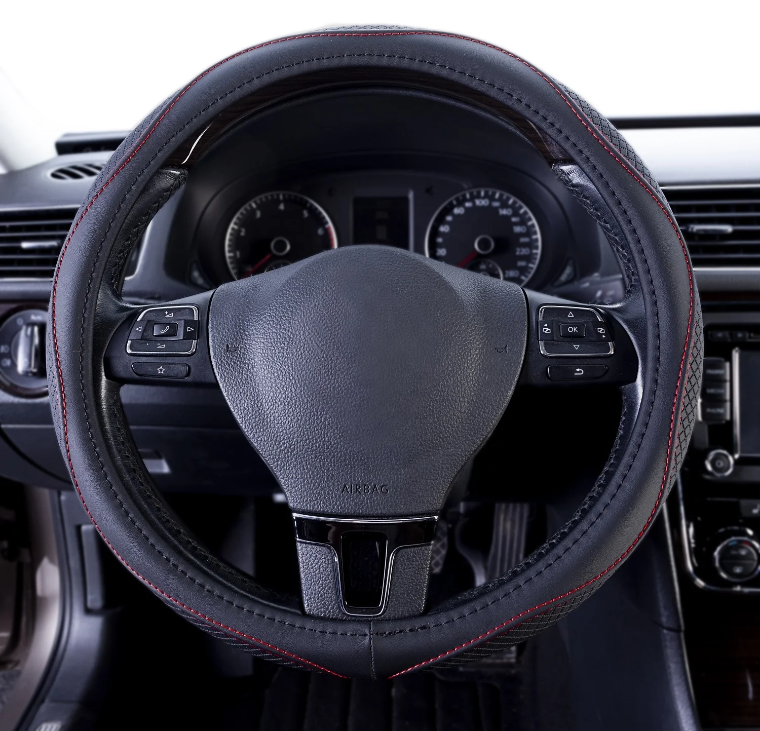 38cm 15 inch White E-Friendly Inner Tire Leather Steering Wheel Cover