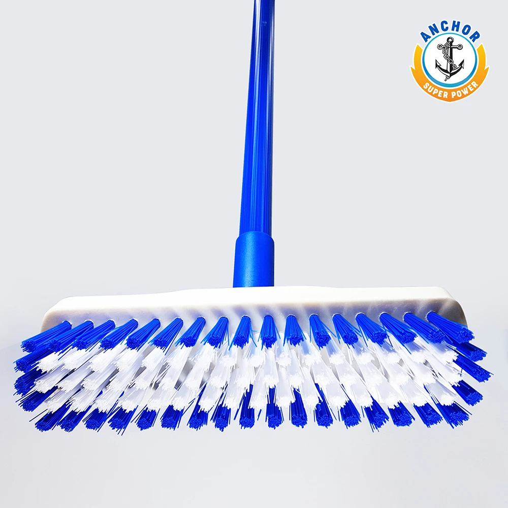 New Supplier Anchor Hard PP Bristle Large Size Broom with Steel Handle for Indoor & Outdoor Cleaning