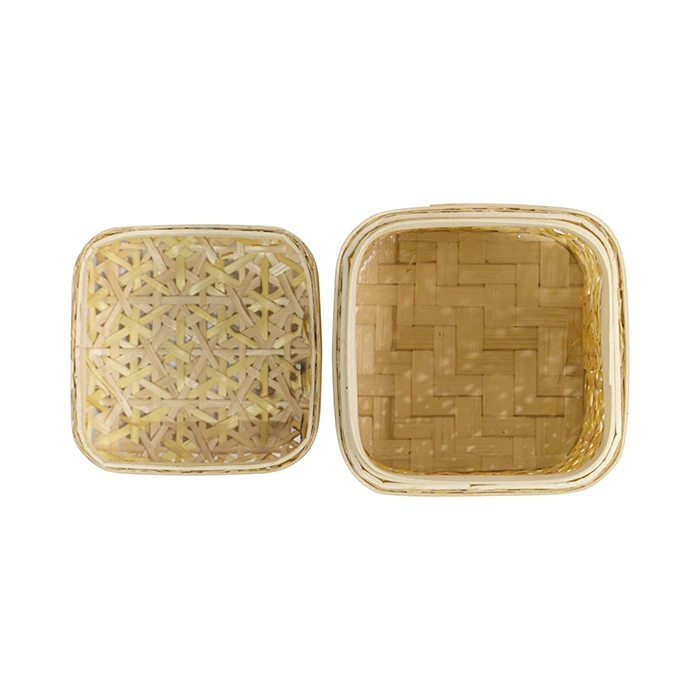 New Design Yellow Handmade Storage Basket With Lid, Woven bamboo Box, Basket Box Wholesale