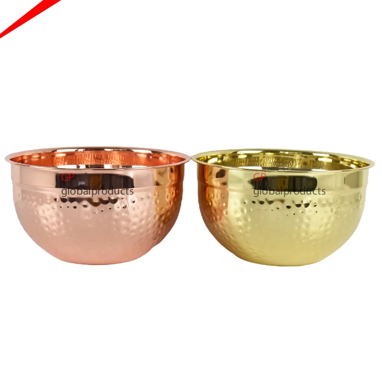 high quality copper plated metal serving bowl with high finished salad fruit kitchenware serving bowl decorative serving bowl
