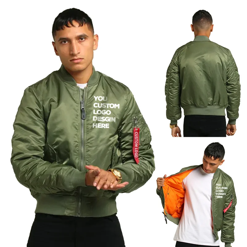 Classic Comfortable Embroidery Pattern Flight Bomber Jacket Custom Men Clothing OEM satin bomber jacket