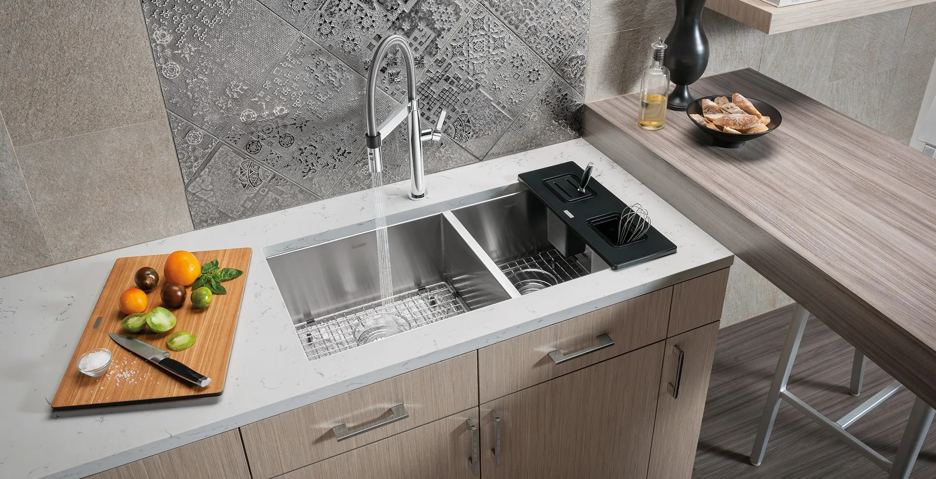 L400*W300mm 12mm Fashion and Multi-function Kitchen Cutting Board in HPL Oak for Sinks