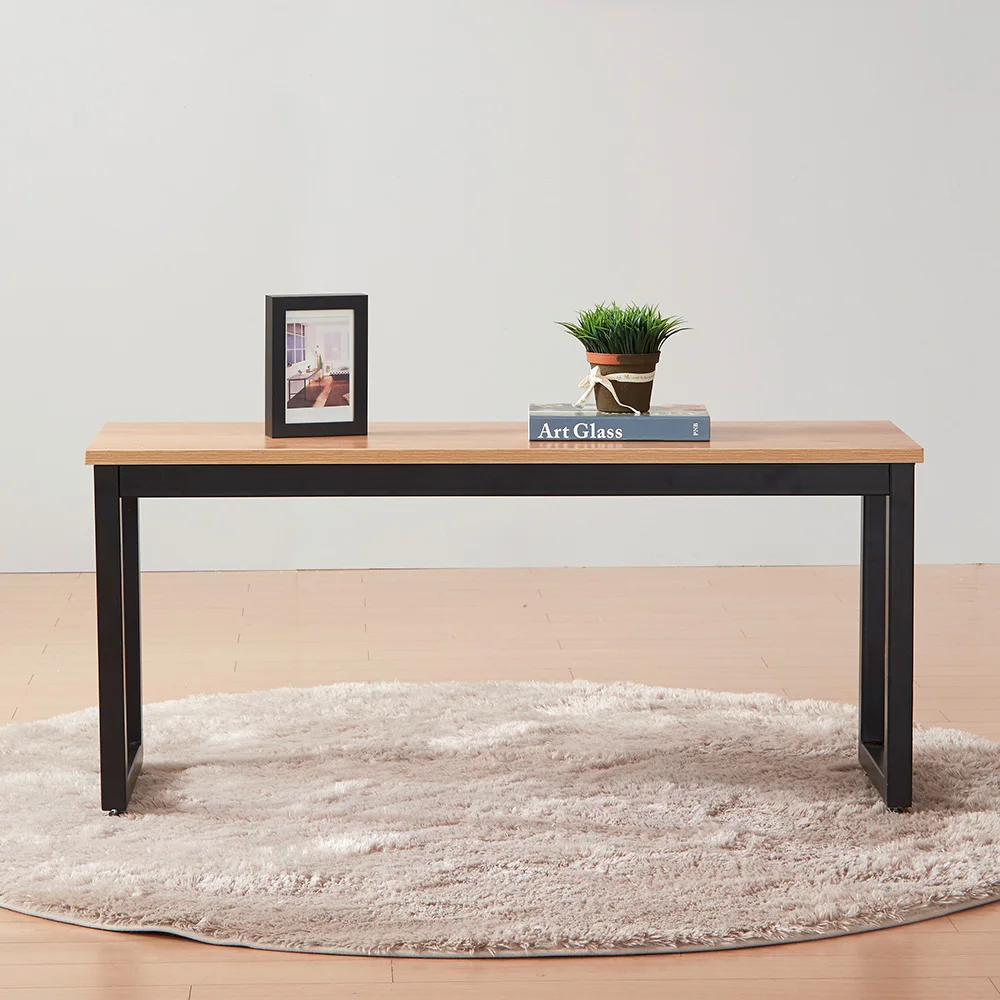 Design/modern Home/office Furniture, Wooden Metal Steel square Frame Dining Table Double Bench Chairs for Dining Room