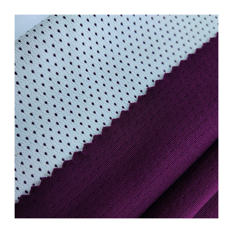  Функциональная впитывающая влагу 100% Полиэстеровая сетчатая фиолетовая ткань в клетку двухсторонняя функциональная трикотажная stoffes