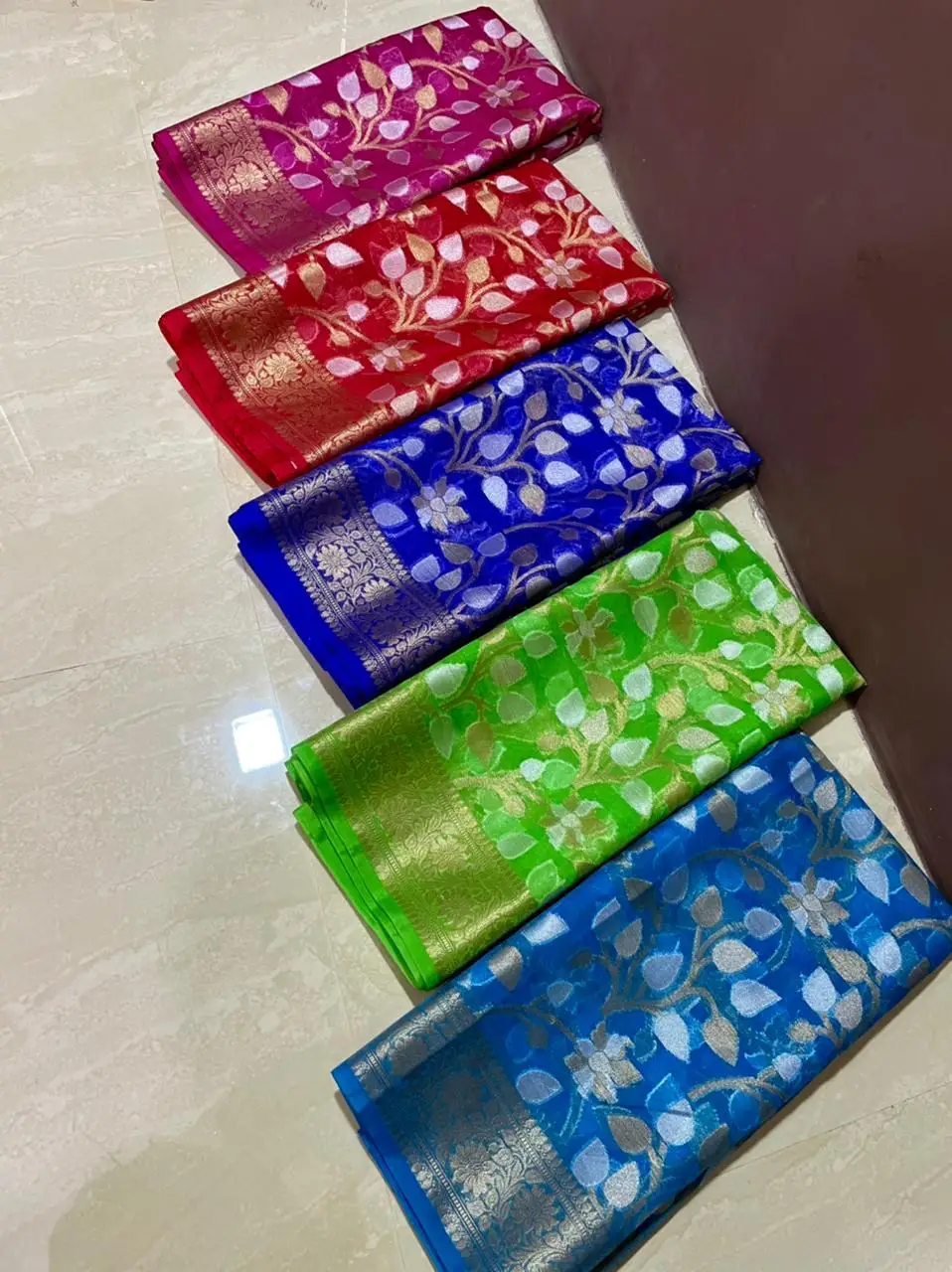 Latest banarasi kora organza  flower design festive , party , wedding wear 2021 sarees/shari/sari collection