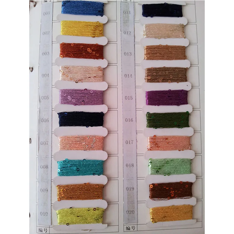 100% Polyester Paillette Bling knitting sequin beads yarn embroidery thread