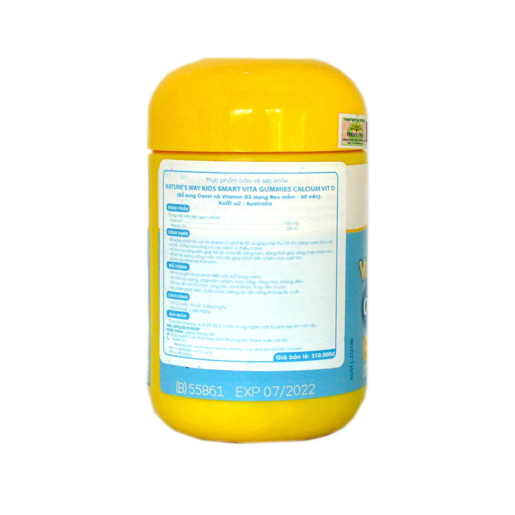
Vita gummies Calcium D - Bottle of 60 tablets - Calcium and Vitamin D supplement candy for children 