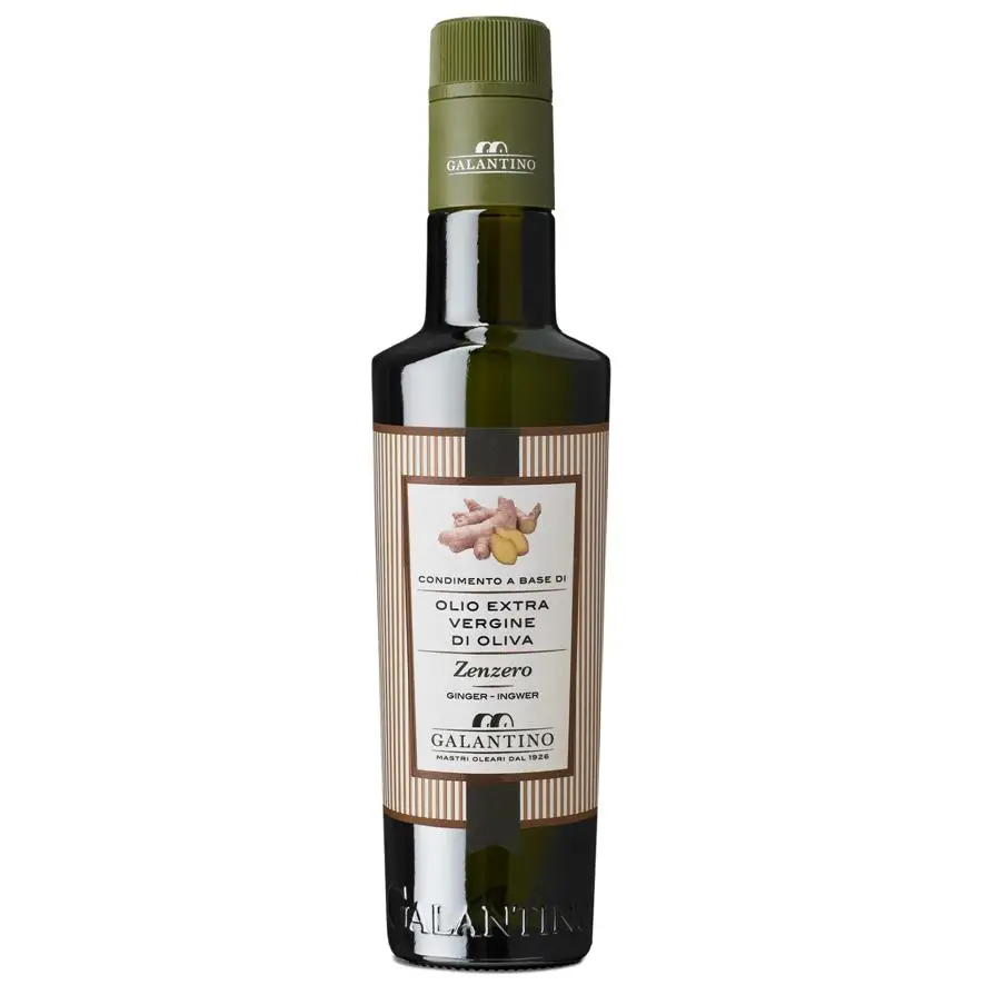 Natural Flavored Extra Virgin Olive Oil  And Ginger Glass Bottle 250 Galantino for dressing and cooking 250ml Italy