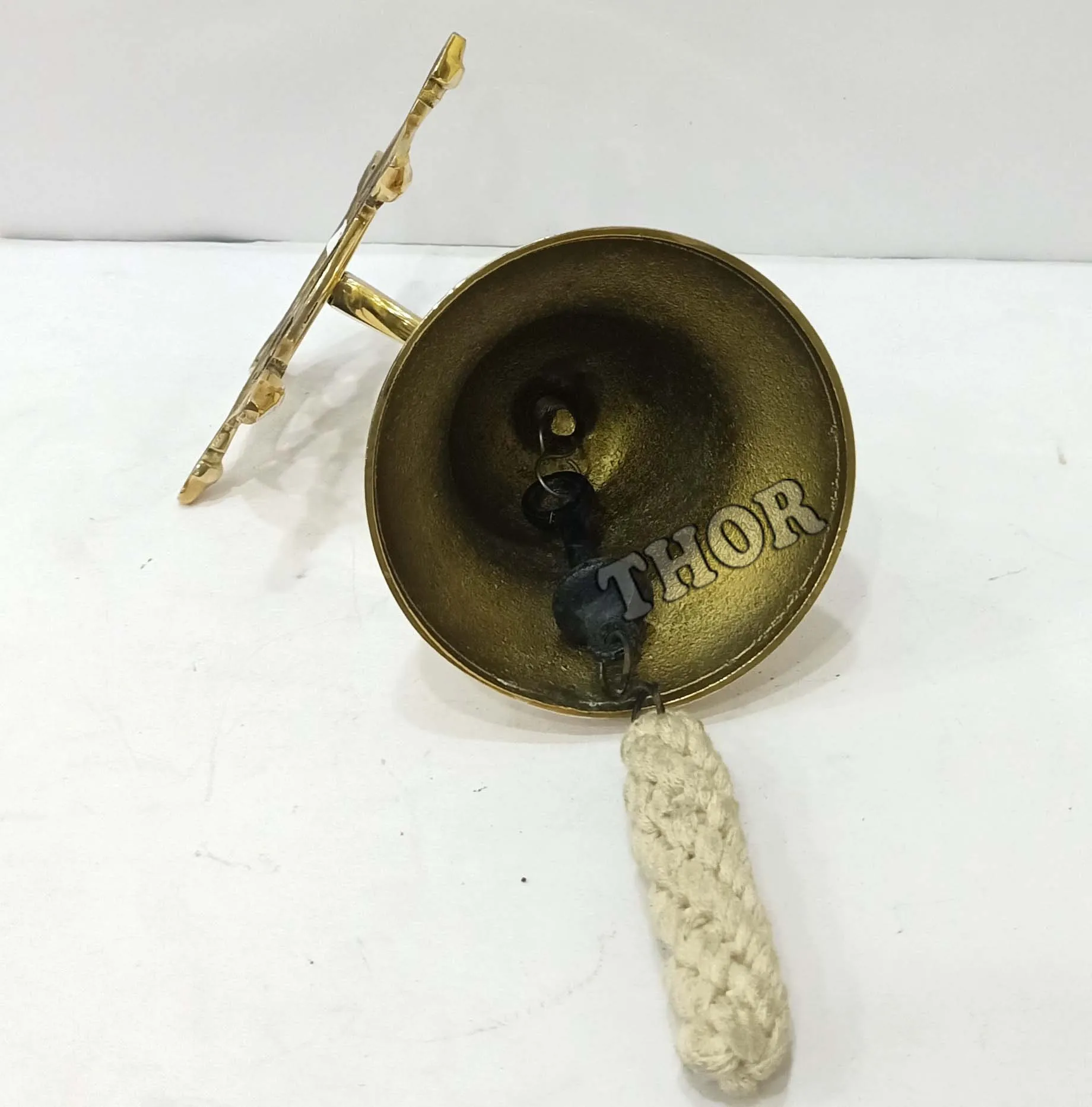 Solid Brass Heavy Bracket Ship Bell Custom Print Indoor and Outdoor Wall Mountable Clear Ring for Craft Application