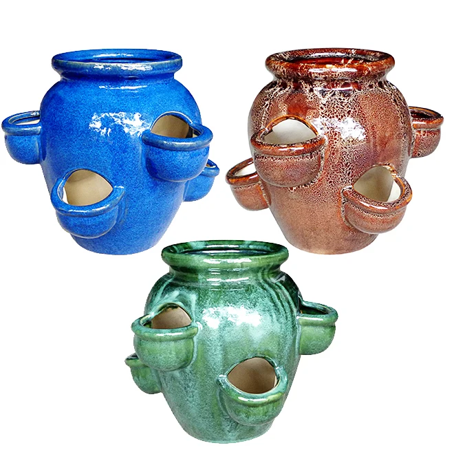 [Hannah]- Strawberry Planter - Vertical Pots Ceramic Garden Large Clay Pottery