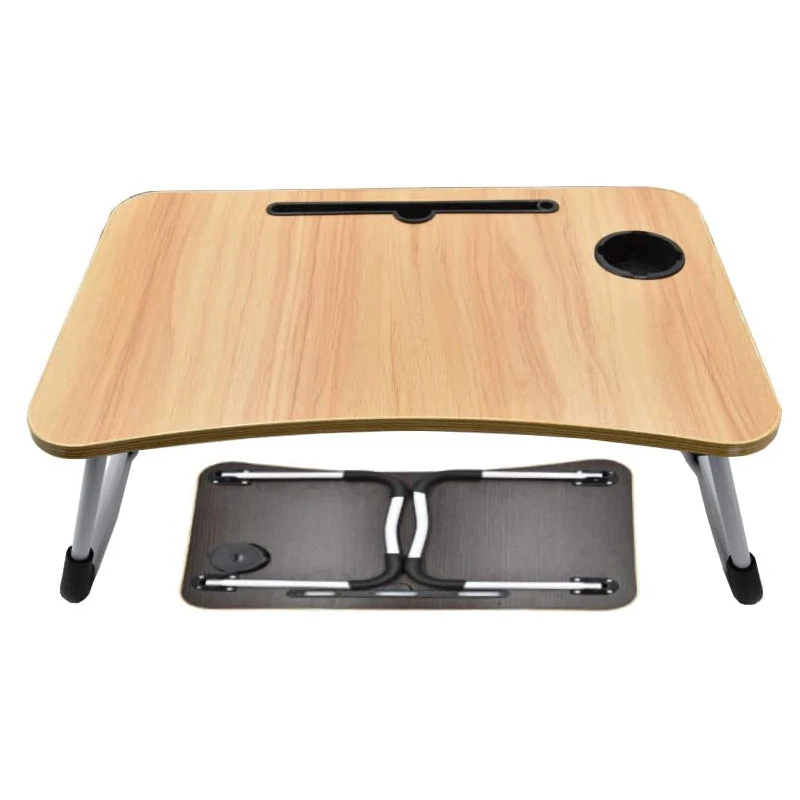 Foldable Stable Bed Tray Laptop Stand Folding Laptop Table Computer Desk For Home Office Study Bed With Tablet Cup Holders