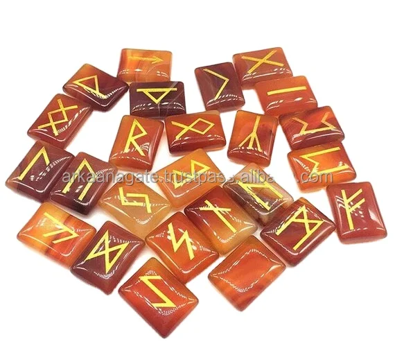 Wholesale Black Rune stones Set rock shine polished chakra crystals healing for healing