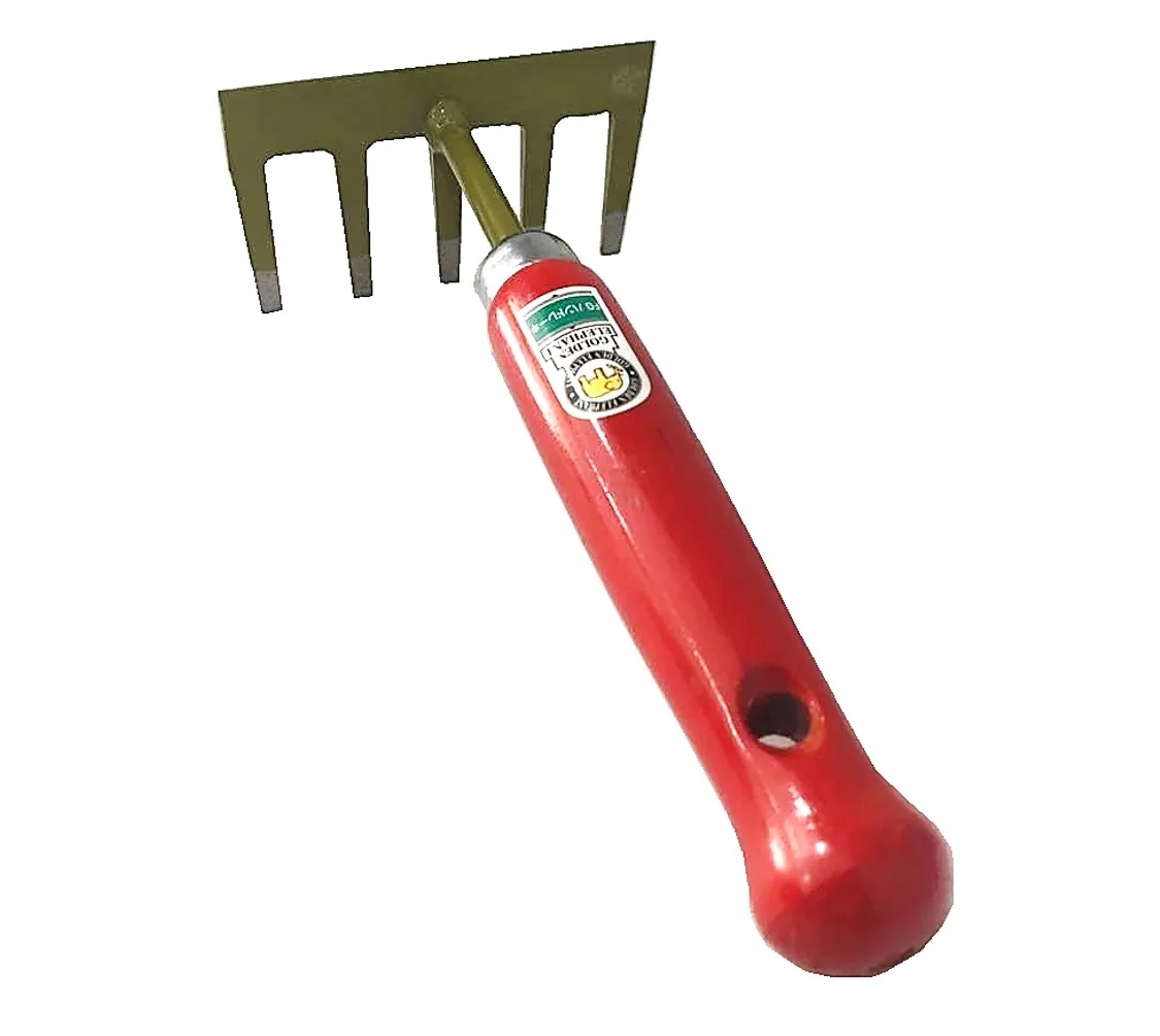 FG High Quality Mini Five-Claw Digging Hand Rake Steel Leaf Shape with Metal Rake Wooden Handle for Home Garden Use Made Japan