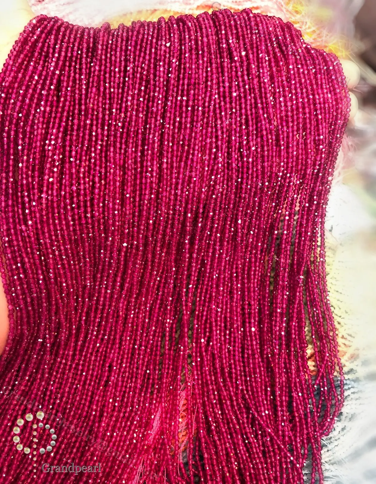 2mm faceted round beads Necklace_Ruby color - Nanosital