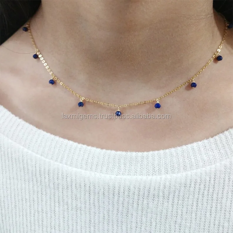 Colorful Genuine Precious Sapphire Ruby & Emerald Beads Delicate Gold Clasp Multi Gemstone Necklace