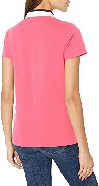  Женская рубашка из пике без рисунка дешевые рубашки поло для женщин Классический Топ с отложным воротником и