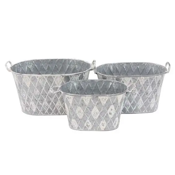NEW DESIGN DECORATIVE IRON BUCKET STYLE PLANTER GALVANIZED METAL TIN PLANT PLANTER  FLOOR FLOWER VASE MANUFACTURER